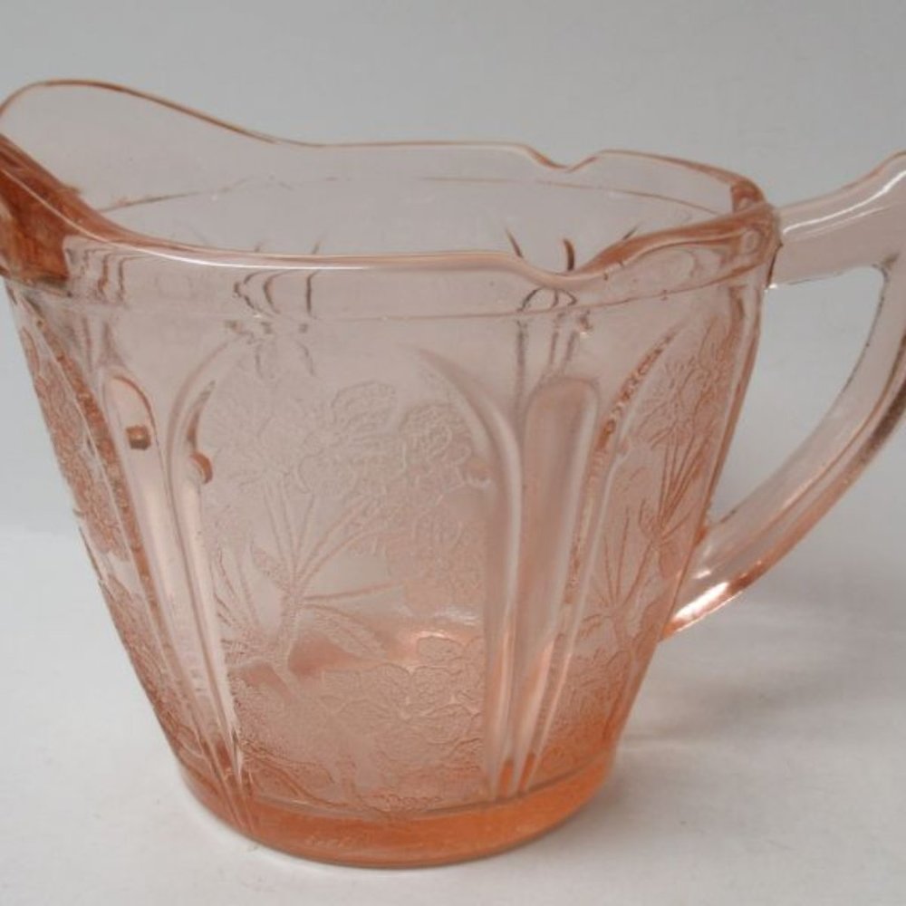 Jeannette Depression Glass Pink Cherry Blossom 3 1/2 Inch High Creamer